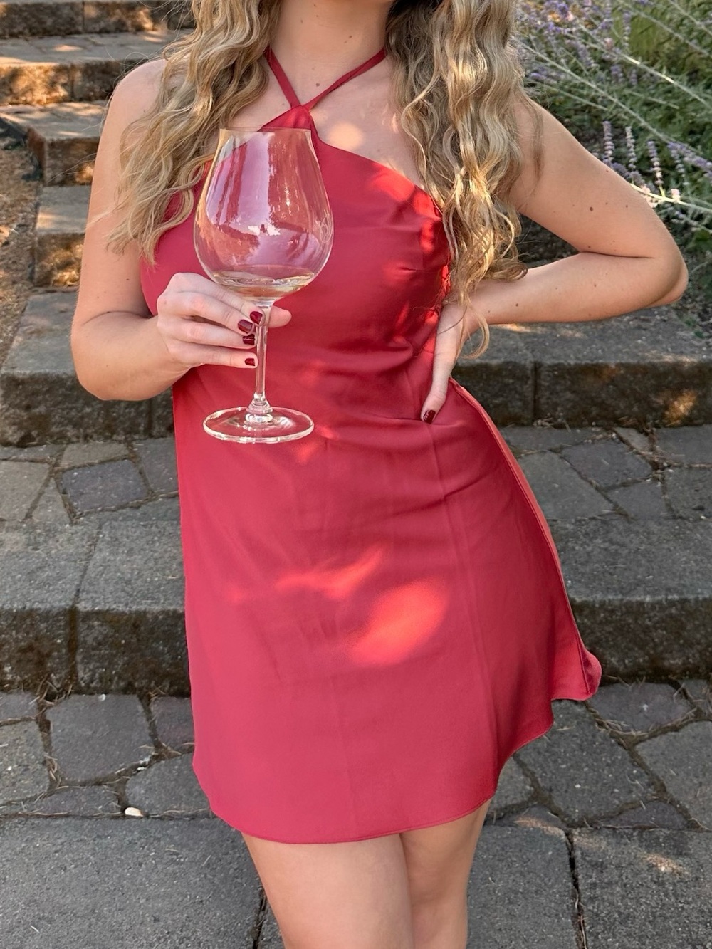 Lulu's Rosey Pink Satin Halter Mini Dress